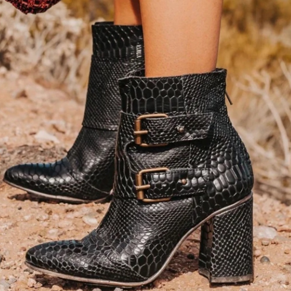 Freebird by Steven Black Snakeskin Heeled Boots